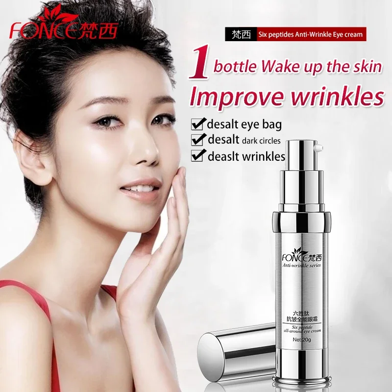 Korean Skin Care Anti Wrinkle Eye Cream Six Peptides Serum Anti Aging Remover Dark Circle Bag Firming Nourish Eye Balm Mask 20g