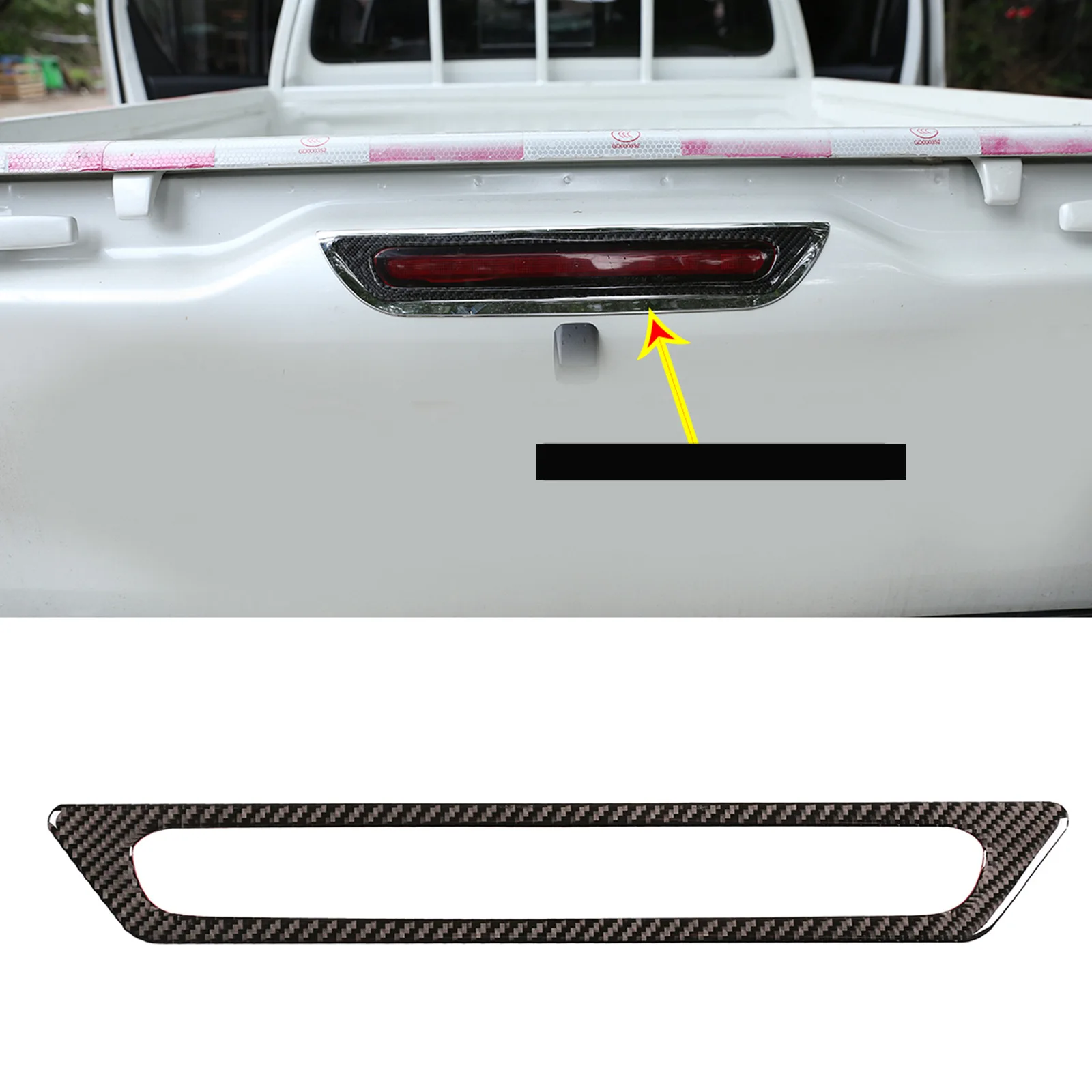 

rear tailgate brake light for 15-22 Toyota Hailax frame real carbon fiber soft accessories