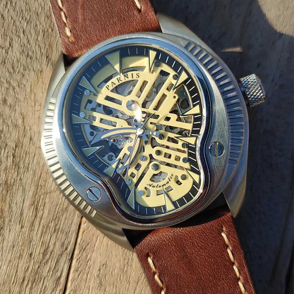 بارنيس 43 مللي متر قراصنة الكاريبي كول الجمجمة الهاتفي ميوتا موضة الاتجاه ساعة رجالية ، الياقوت الاصطناعي صلابة 9 مللي متر