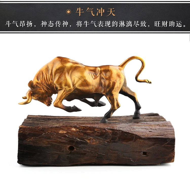 TOP - Unique -Finance stock market Money drawing Wall Street Charging Bull Brass statue # office auspicious efficacious Talisman