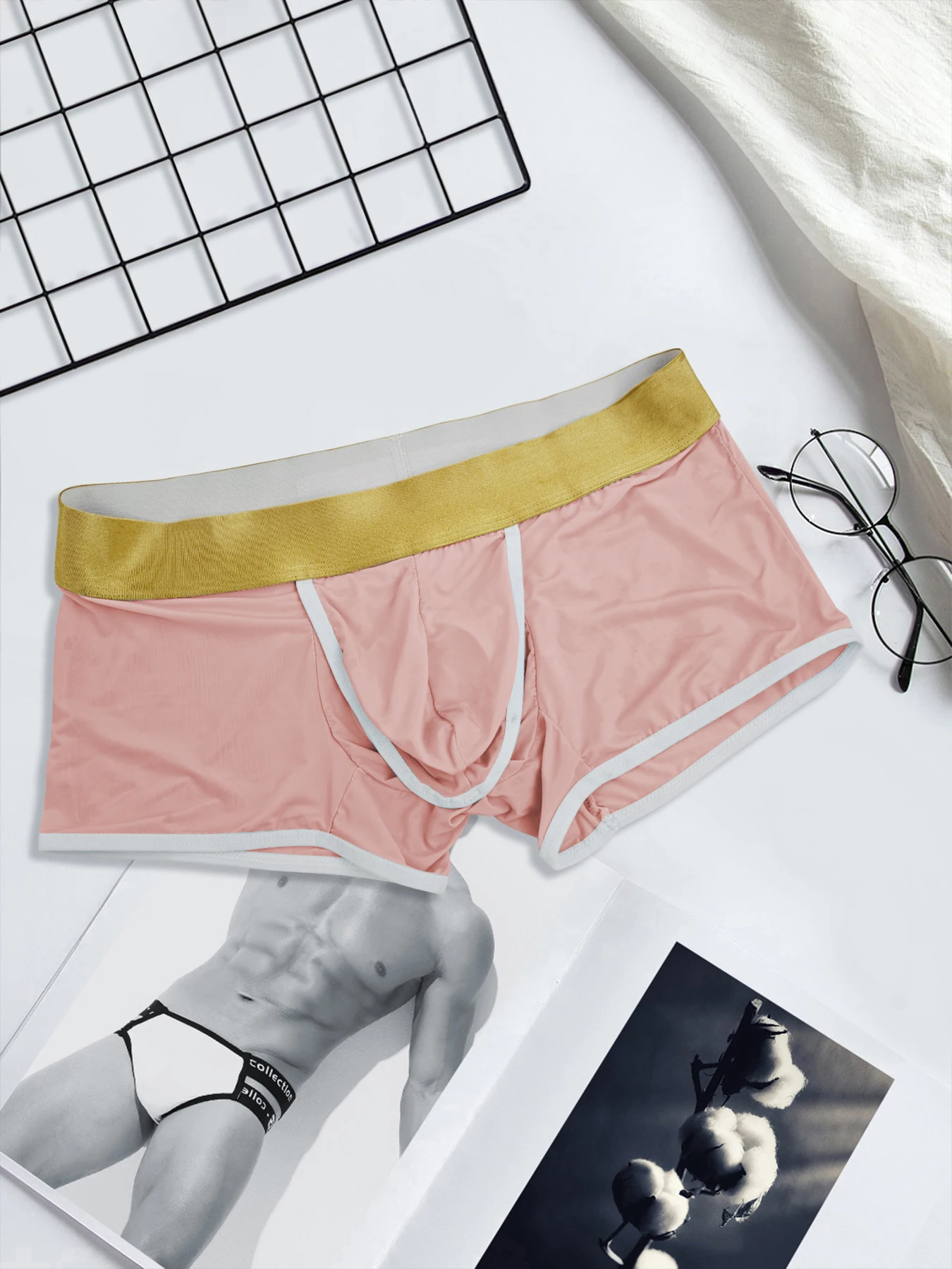 Men's Summer Ice Silk Boxer Shorts Soft U Convex Pouch Side Open Breathable Lightweight Flat Boxers Male Underwear image 3