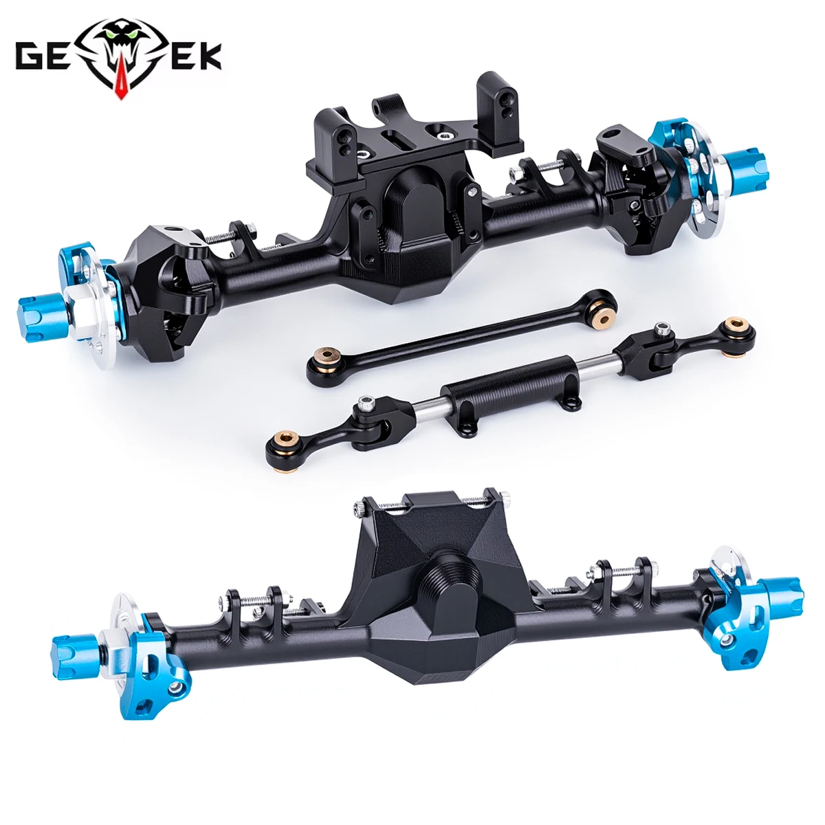 

+9mm Aluminum Front Rear Straight Axle with Hydraulic Steering Link for 1/24 RC Crawler SCX24 Deadbolt C10 JEEP Gladiator Parts