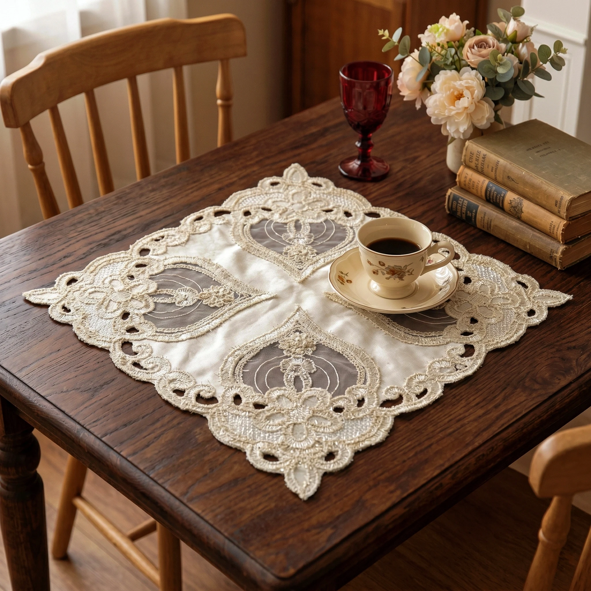 Placemat Set Of 4 Jacquard Lace Mat Individual Tablecloth Air Conditioner Dust Cover Sweet Table Accessories Spring Decorations