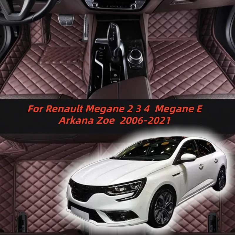 Alfombrillas de coche de cuero personalizadas para Renault Megane 2 3 4 Megane E Arkana Zoe 2006-2021, accesorios interiores de coche