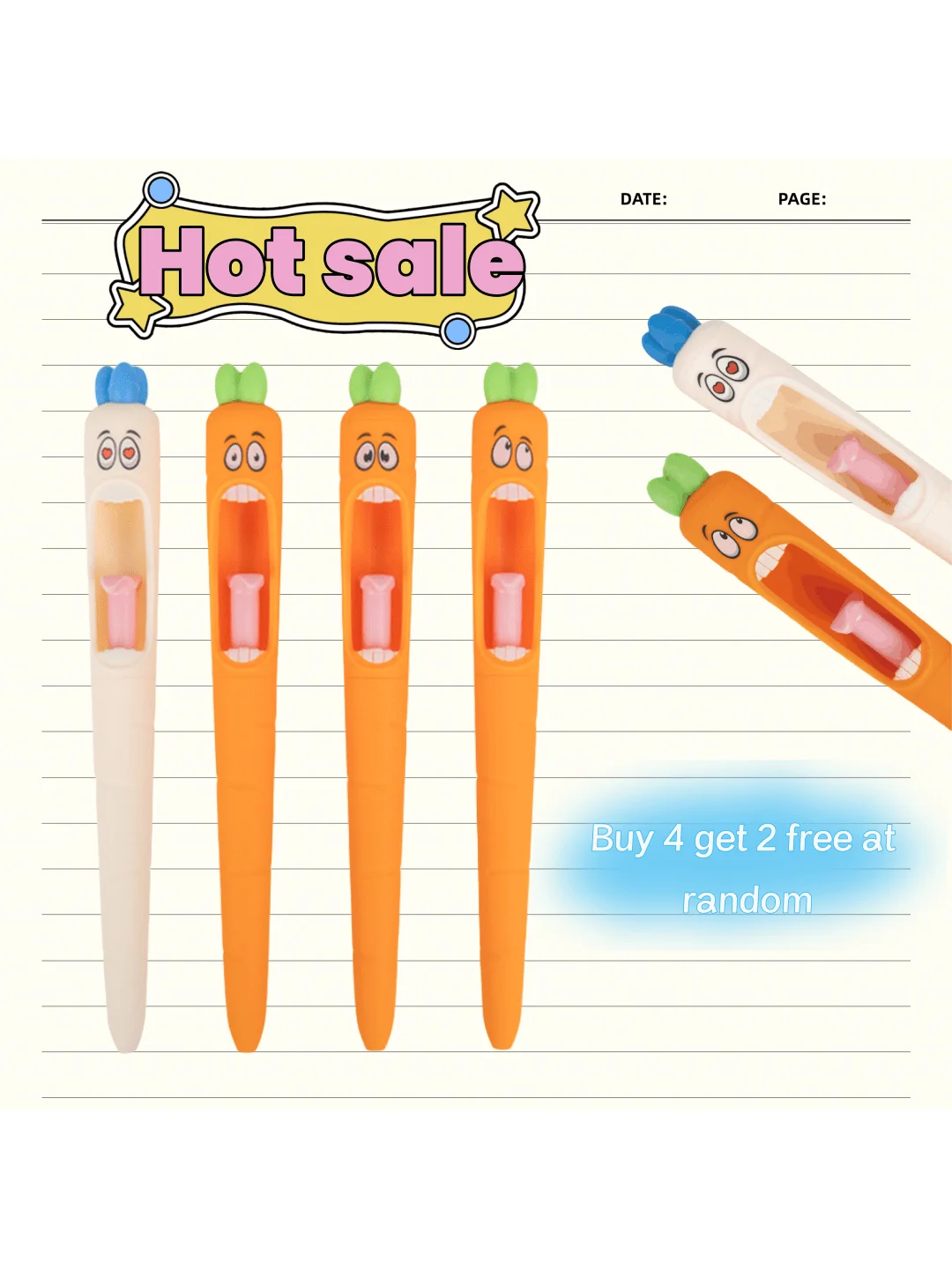 Creative Stress Relief 3D Carrot Pen - Whistling Sound - Office Prank Gift - Quick-Drying CS Head Brush with Black Grip