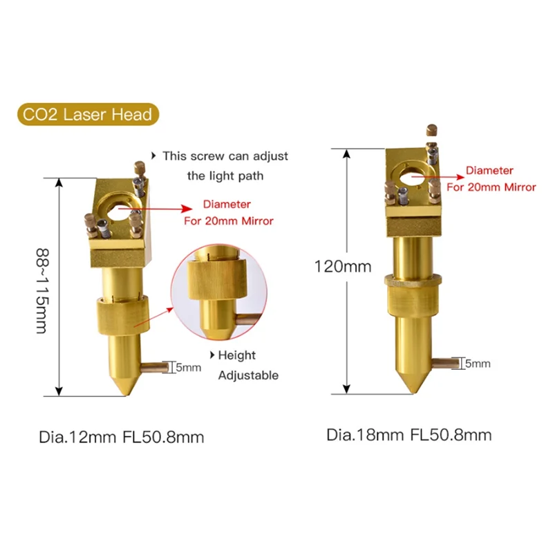 

ABKS-Mo Si Mirror Head Set 20Mm Integrate Mount Holder For 4060 K40 Laser Cutting Machine(20Mm, Full Set)
