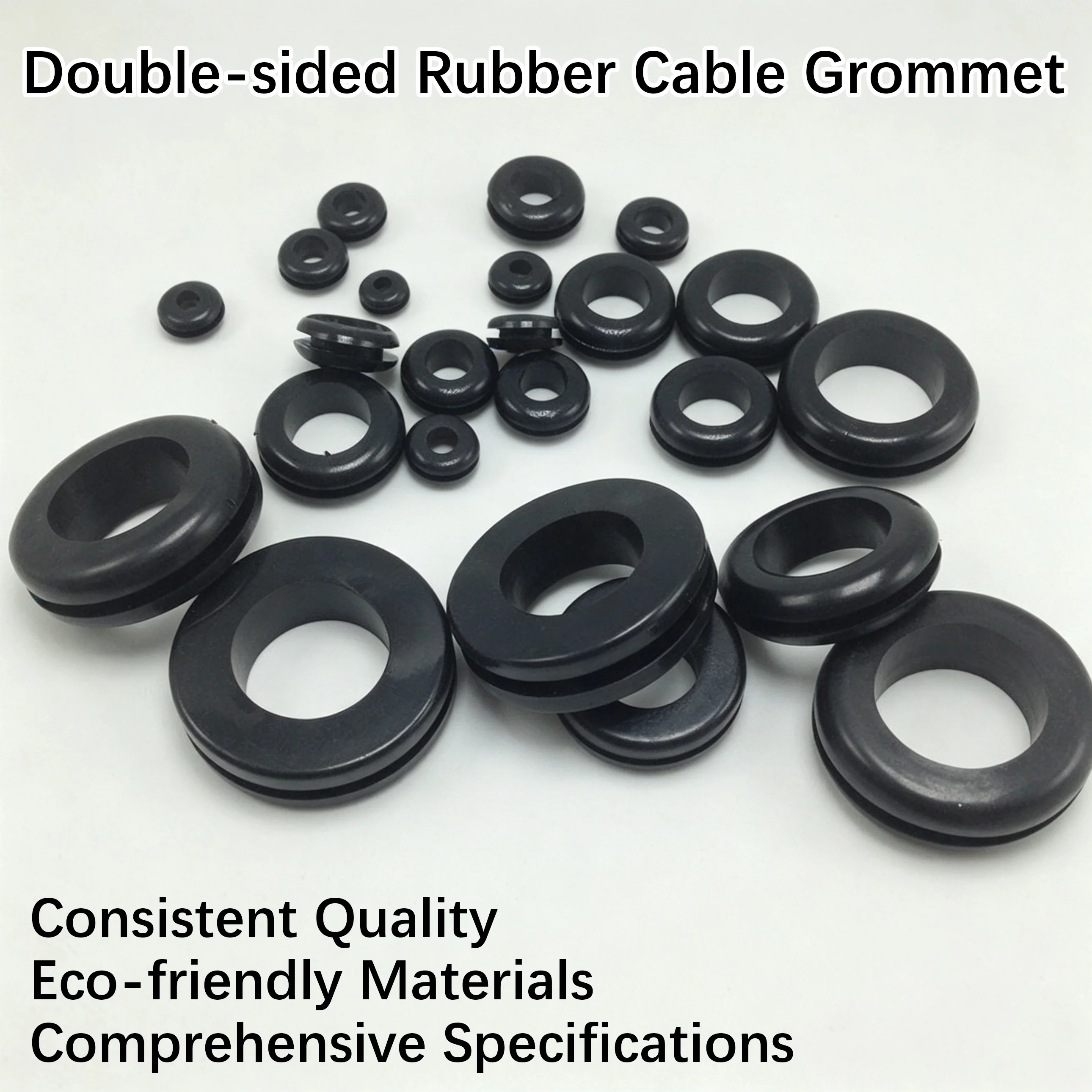 50/100pcs Korean-style Double-sided Sealing Rings, Black Cable Grommets, Chassis Wire Outlet Rubber Rings