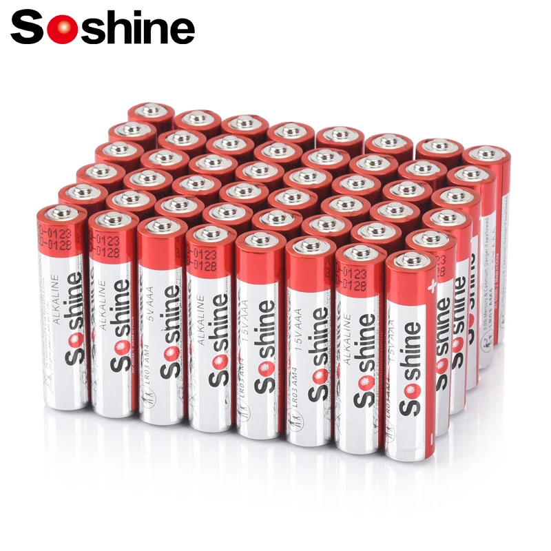 

Первичная сухая батарея Soshine AAA, 48 шт., щелочная батарея 1,5 В, 3 А, стойкая герметичная для беспроводных кнопок, часов, пультов дистанционного управления