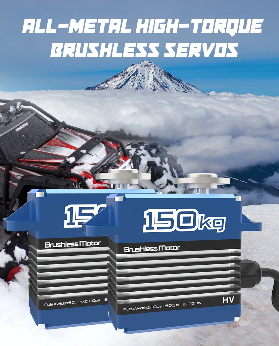 Servo senza spazzole da 200 kg 12 V-16,8 V ad alta tensione CNC guscio in alluminio ingranaggio metallico impermeabile per robot 1/5 servomotore drone per auto barca