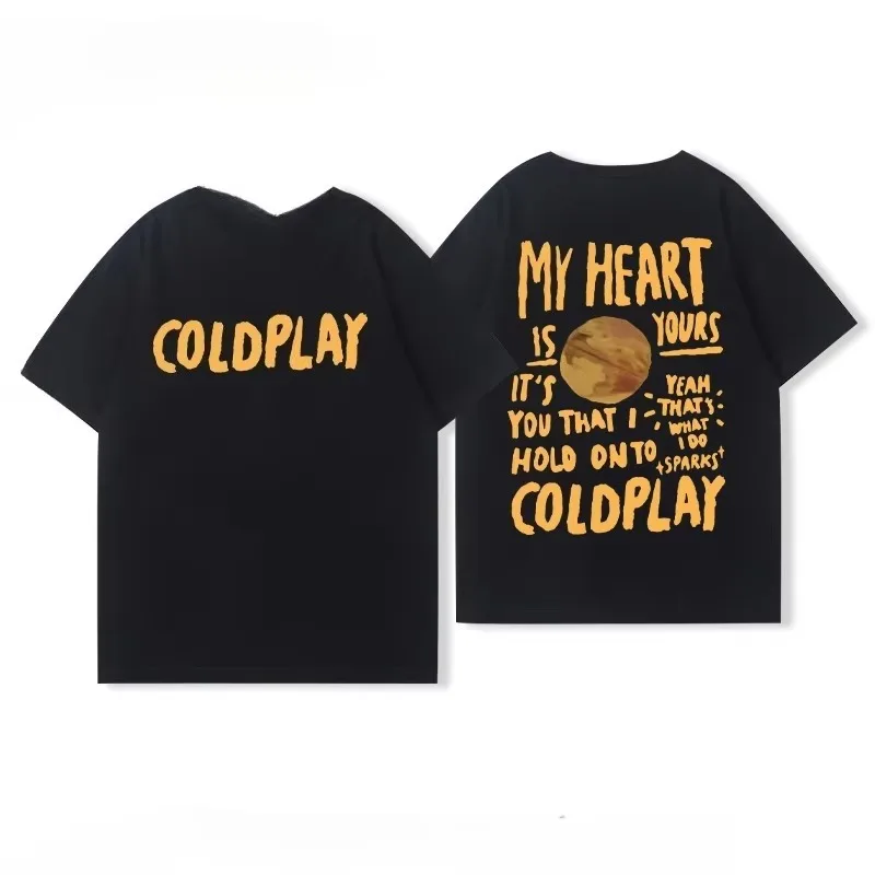 2026 New Cold Cool Band Family Matching Oversized Unisex Streetwear T Shirt Viva La Vida Graffiti Front Back Print Cotton Tee