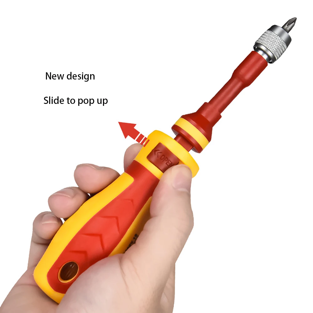 Imagem -04 - Conjunto Chaves de Fenda Magnéticas Kit de Ferramentas de Reparação Fenda Magnética Phillips Pozidriv Bits Torx Eletricista 18 em 1000v