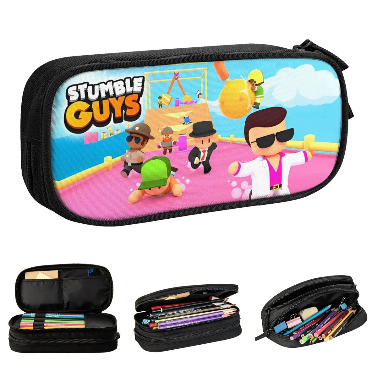 Stumble Guys Runner Pencil Case Fashion Cartoon Game Pen Holder Bag Girl Boy Large Storage School Supplies Cosmetic Pencil Pouch