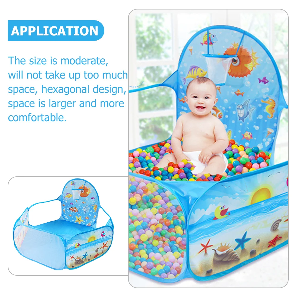 Ocean Ball Game Fence Foldable Theme Pits for Toddlers Polyester Cloth; Mesh Flat Iron Baby Cartoon Playhouse Tent