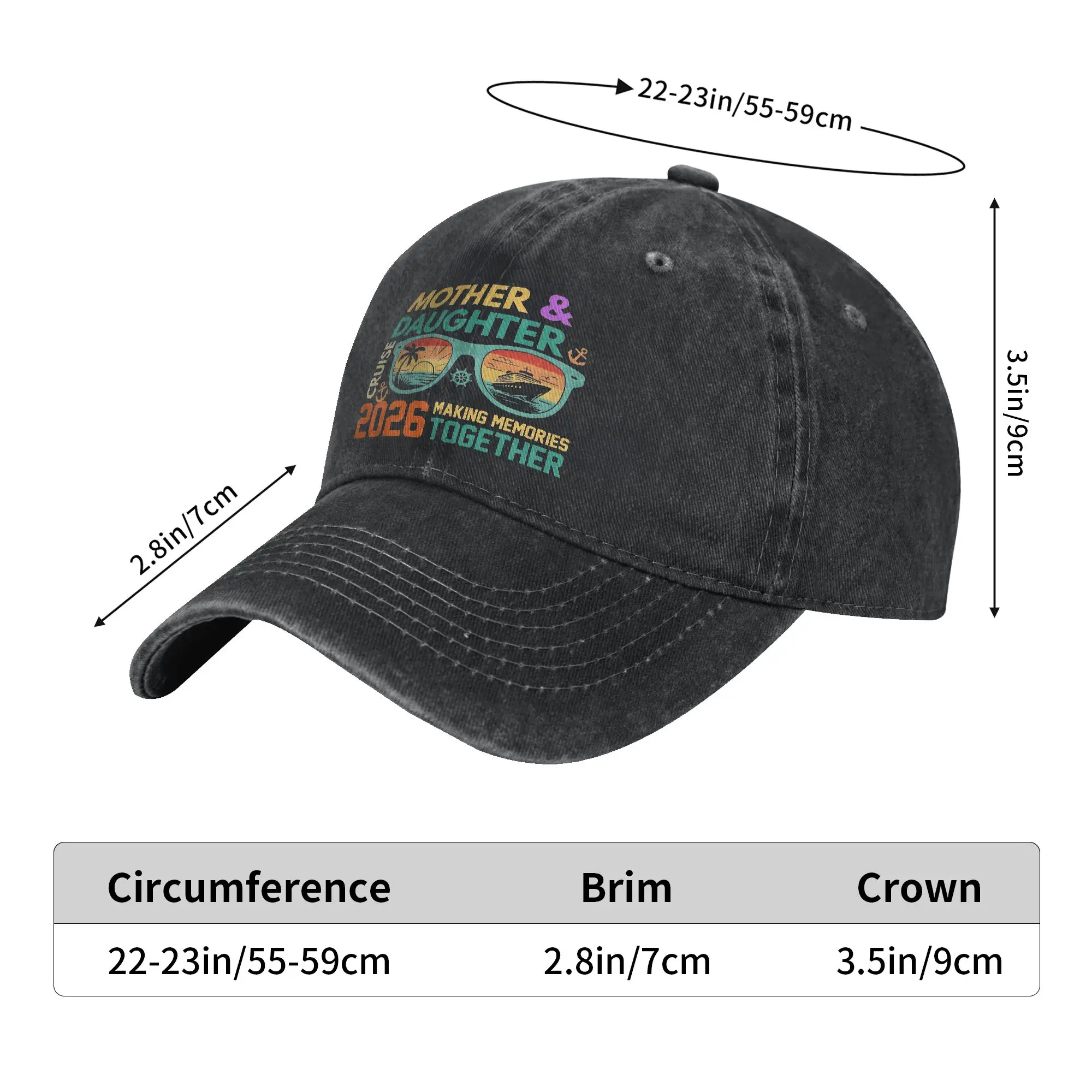 Men Women Family Cruise 2026  Print Hats Fashion Distressed Cotton Making Memories Together Baseball Cap Adjustable