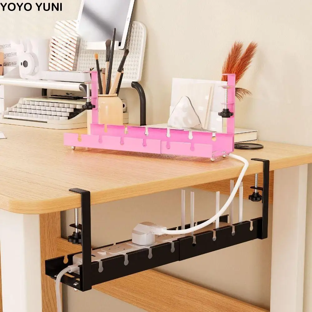no-drilling-under-desk-cable-management-tray-space-saving-adjustable-under-desk-cable-shelf-heavy-duty-sturdy