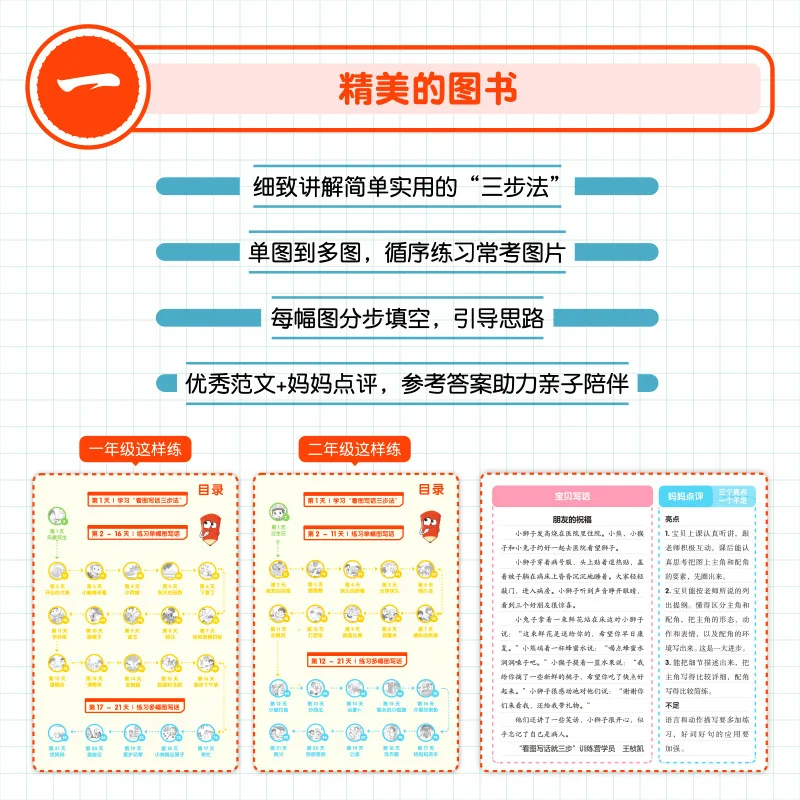 Three Step 21 Day Training Manual for Writing Words Based on Pictures, First Grade Elementary School Composition
