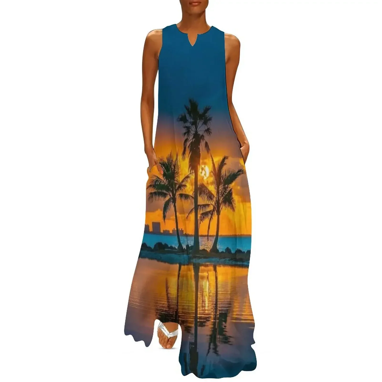 

Palm Tree Sunset Long Dress Female dress Women's clothing wedding dresses for woman women's clothing trend 2025 Dress