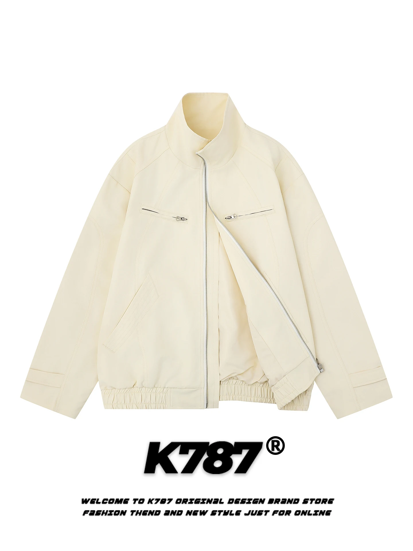 

K787 American Sle Street Cleanfit Collar Jaet Loose Casual Simple Color Trendy Brand Couple Outerwear for Youth