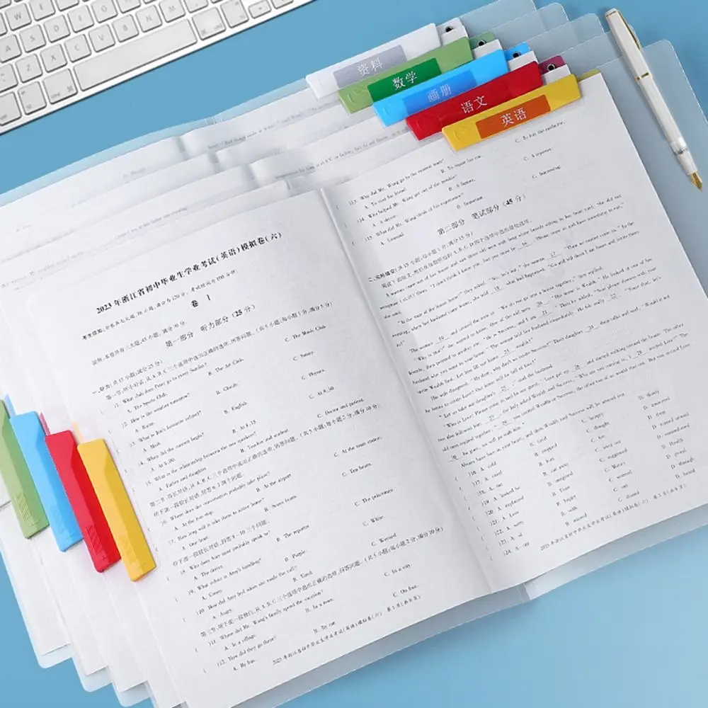 Classeur A4 à Ouverture Latérale, réinitialisation de Rangement pour Papier de Test Transparent avec Étiquette, Anti-Poussière, 5 Pièces