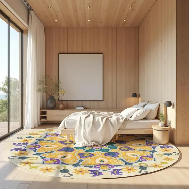 

6ft Round Area Rugs, Washable Rug, Non-Slip, Rugs for Living Room, Rugs for Bedroom, Circle Rug, Vintage Rugs,