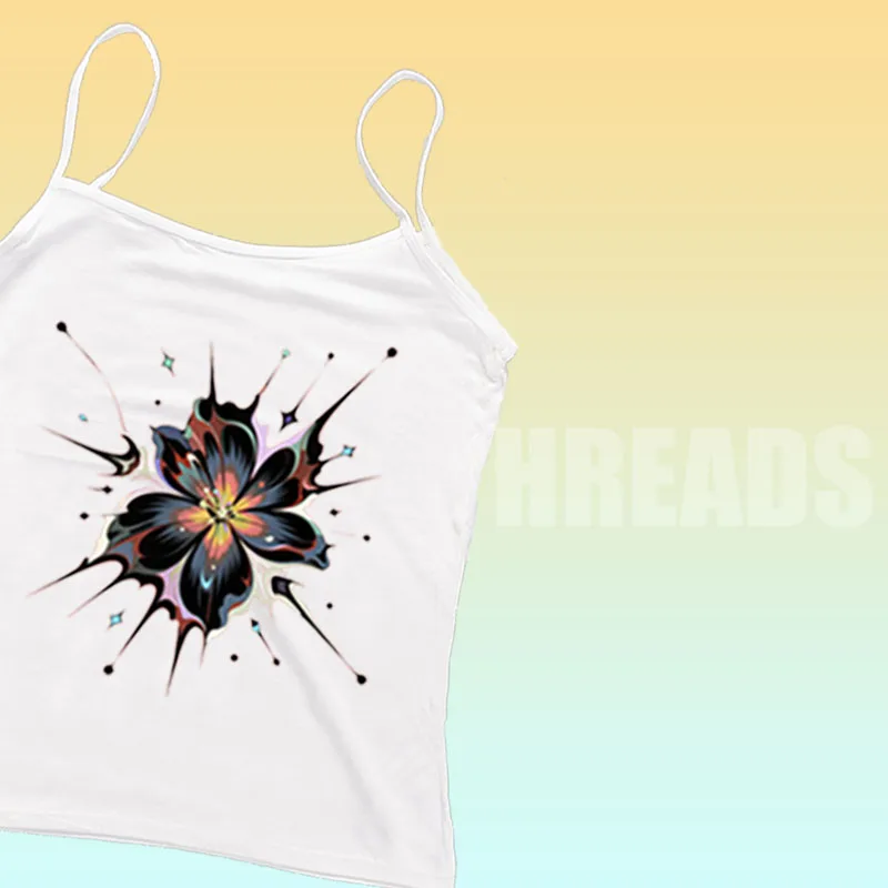 Y2K 美的フラワーグラフィックキャミトップ - レディースサマースリムフィットスパゲッティストラップクロップトップ |   Y2K ノスタルジックなストリートウェアの雰囲気