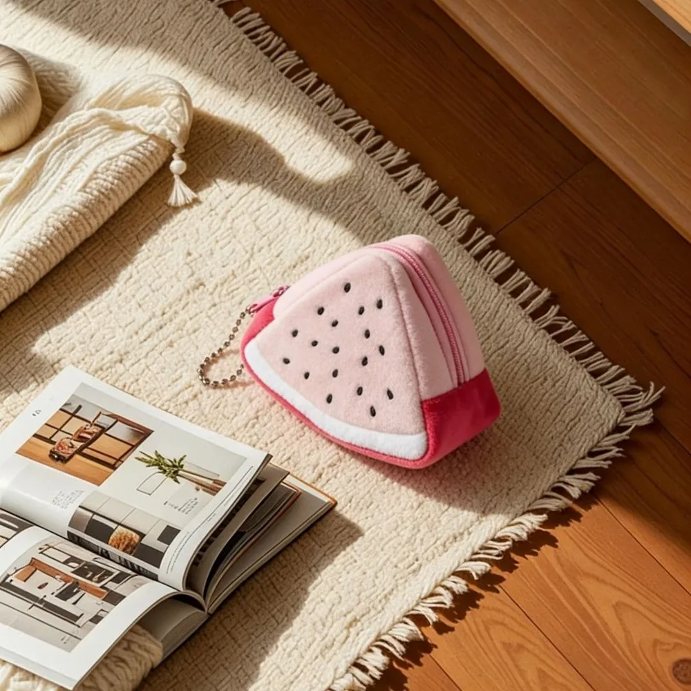 Storage Bag Fruit Design Coin Purse Zipper Pouch with Keychain Coin Pouch Soft Mini Size Earphone Bag Daily Use