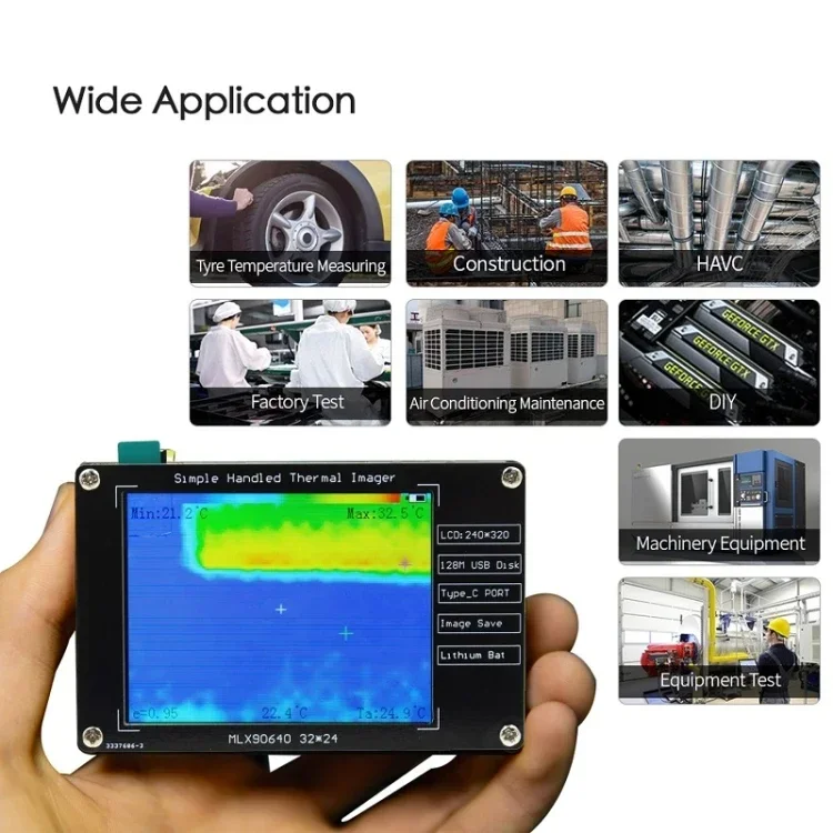 منتجات جديدة ساخنة MLX90640 2.8 بوصة التصوير الحراري LCD الرقمية الأشعة تحت الحمراء التصوير الحراري أداة التفتيش كاميرات