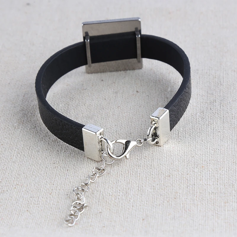 onwear 5pcs stainless steel fit square cabochon 20mm bracelet base diy flat leather blank bangle bracelets bezel settings