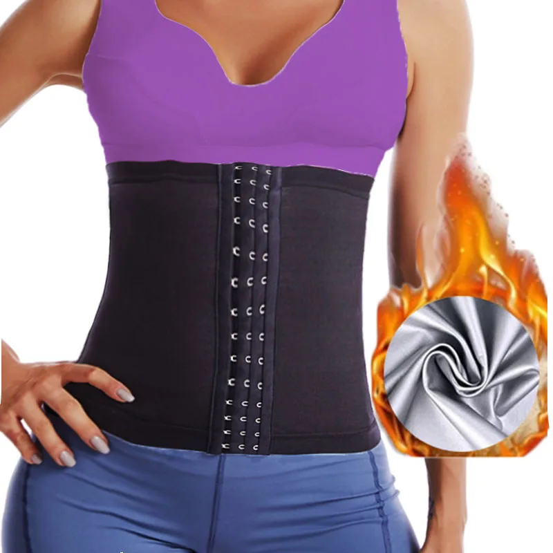 

MrifDila Silver Heating Hot Sweating Belt Hook Waist Trainer Belts Slimming Fat Burn Band Sauna Suit Sweating Girdle Body Shaper