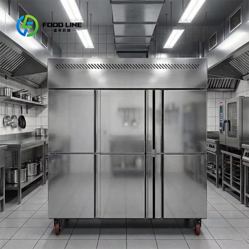 Customized Commercial Fridge and Freezer Stainless Steel Kitchen Refrigeration Equipment Vertical Air-cooled Refrigerator