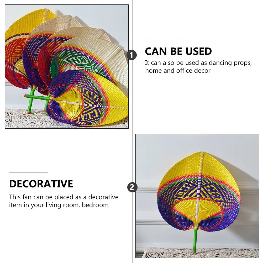 

1pc Handwoven Bamboo Cooling Fan DIY Heart Shape Summer Outdoor Decorative Fan for Home Garden