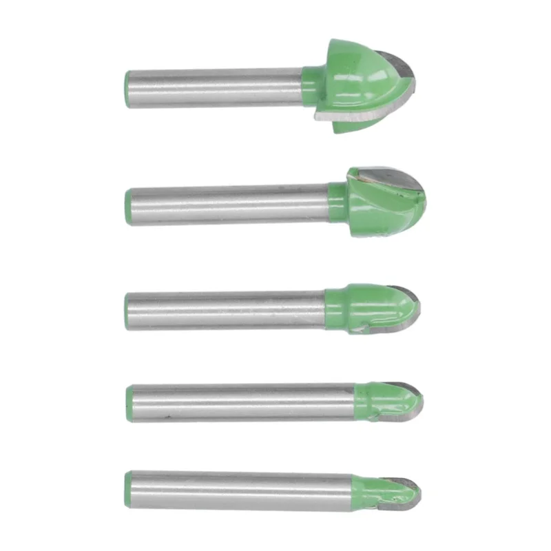 

5Pcs Cove Box Router Bit Round Nose 2 Flute Tungsten Steel CNC Woodworking Cutter Tools