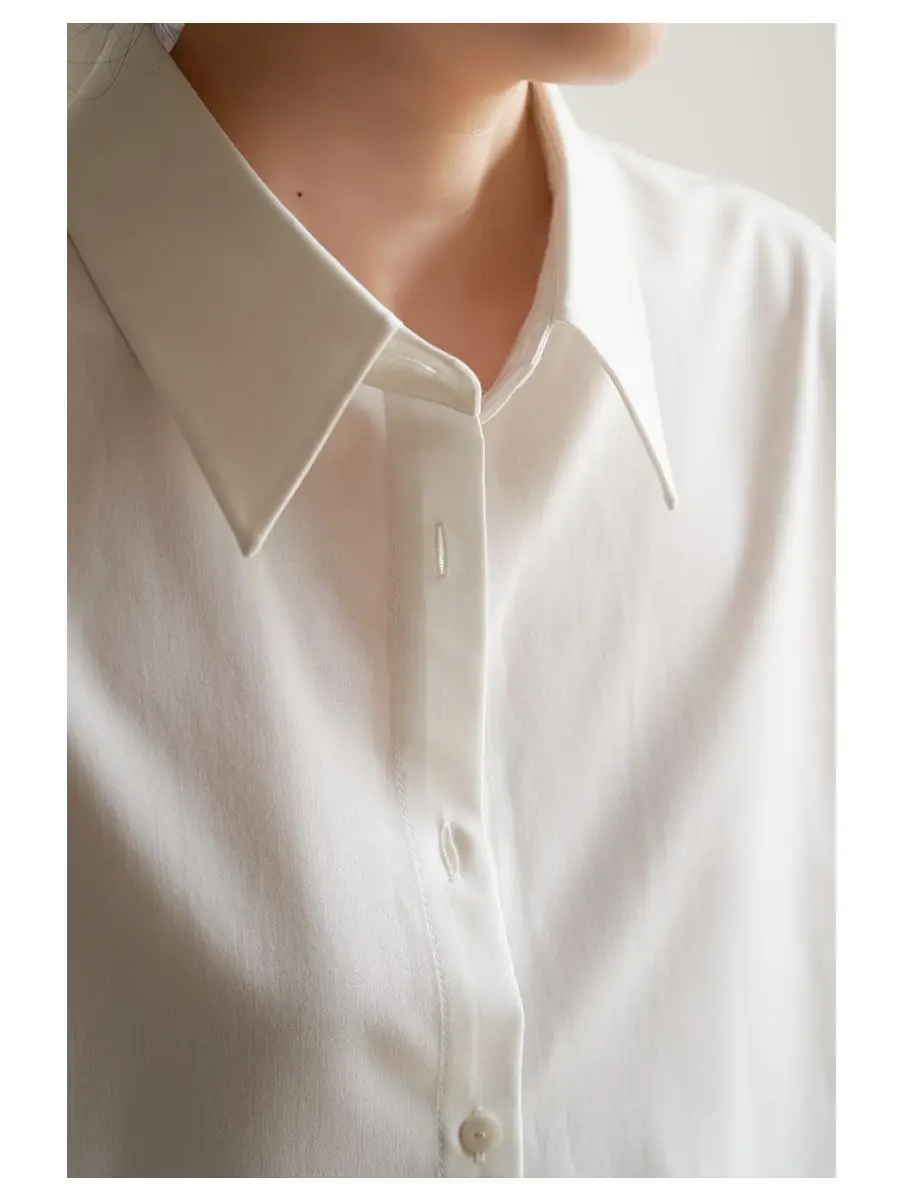 

Profional Commute White Loose Long Sve irt Women's Faion Design Spring Autumn New Sle Interview Trendy Polyester