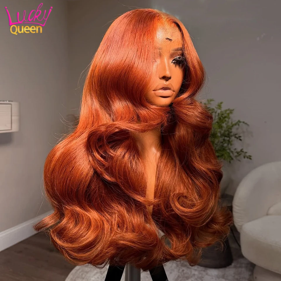 

Парик из натуральных волос Ginger Body Wave, 13x6 HD Lace Front, оранжево-имбирный цвет, 13x4 Lace Frontal, без клея, для женщин