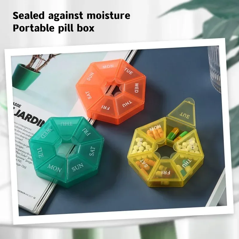 صندوق حبوب السفر الصغير المحمول الصغير، حافظات حبوب الفيتامينات، منظم أقراص التخزين، شبكات 7 أيام، زيوت الأسماك الطبية #4