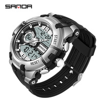 SANDA LED Digital Watches Men Military Mens Watch Waterproof Sport Wristwatch Dual Display Quartz Watch Male Relogio Masculino