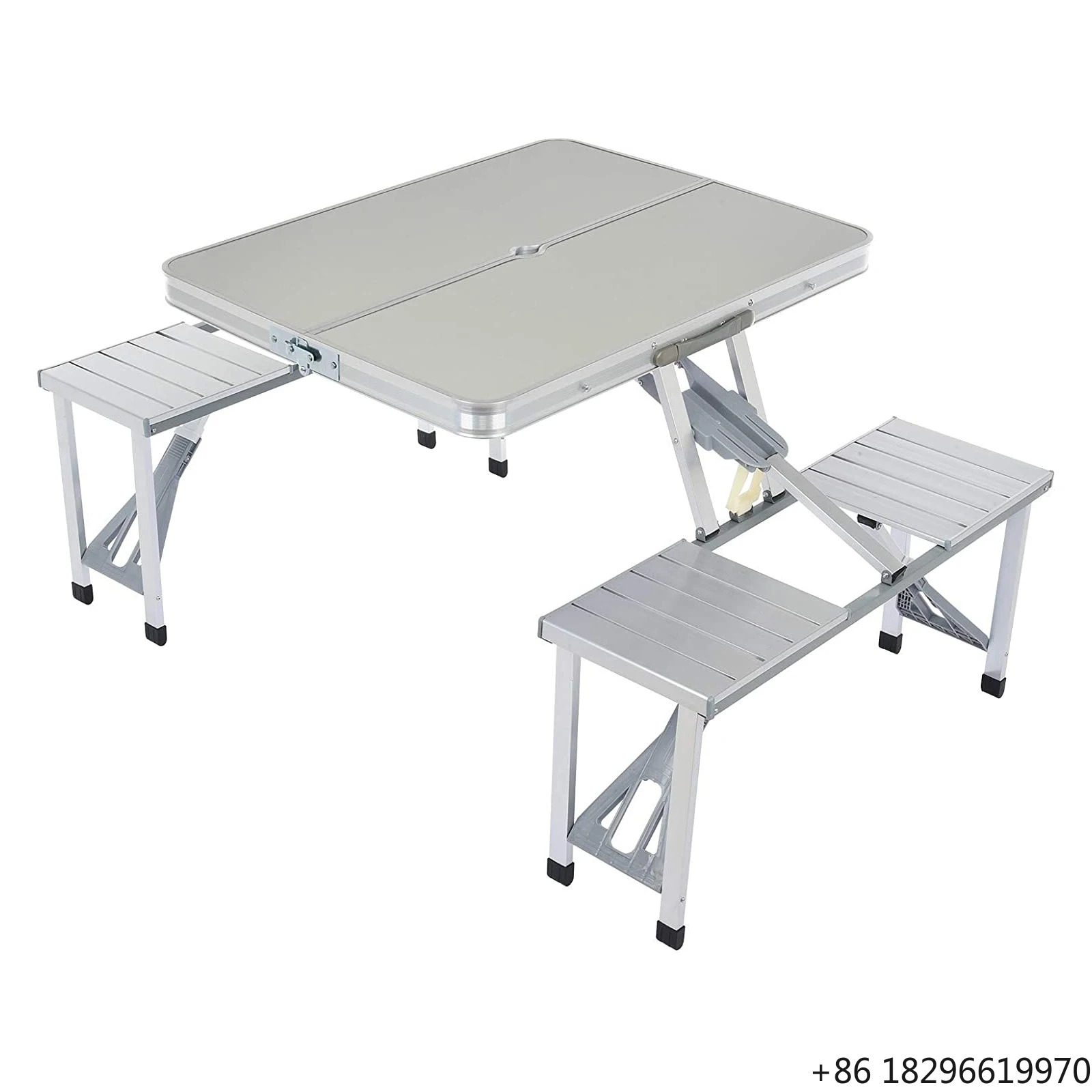 Folding Table With 4 Chairs Camping Table Chair Set Aluminum Picnic Table for Beach Party Dining Event
