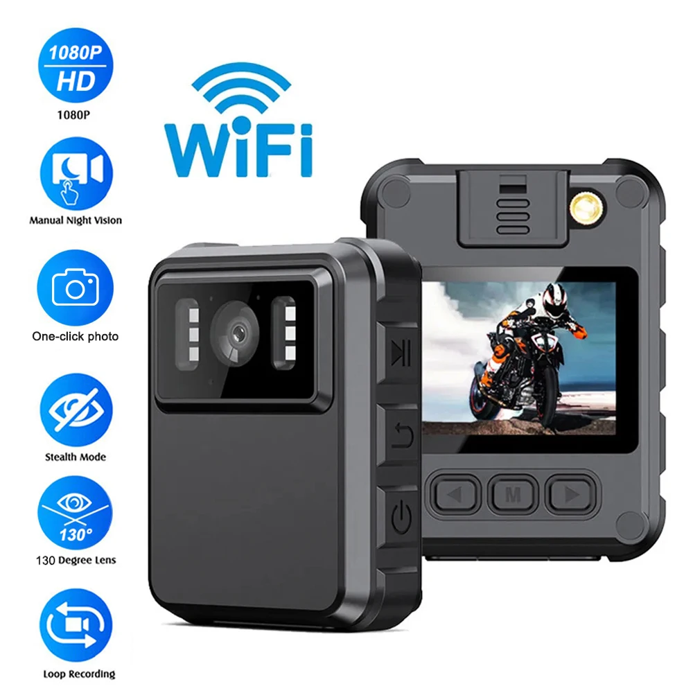 64GB Wifi Hotspot Mini Camera HD 1080P Bike Sports Camera Recorder Outdoor Law Enforcement Night Vision Video Recorder Bodycam