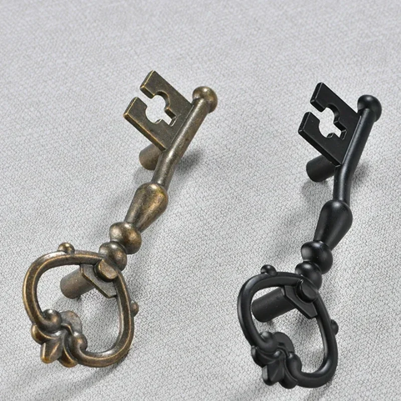 5PCS Key Shape Pull Handles,Retro Antique Bronze Farmhouse Style,Decorative Kitchen Wardrobe Drawer Cabinet Pulls