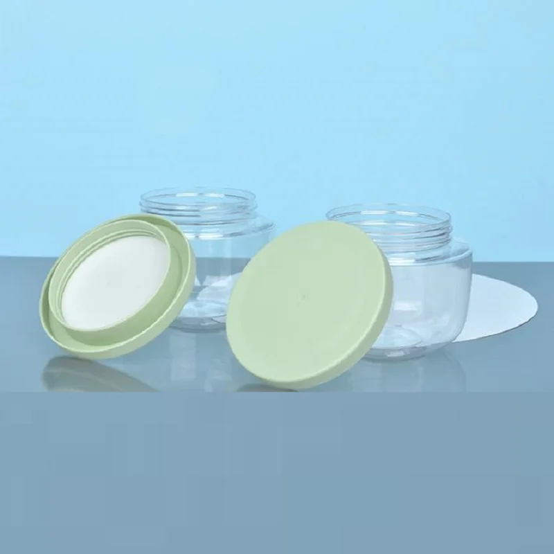 Clear Harir Wax Pots Makeup Containers Green/White Screw Lid Cosmetic Cream Jars Empty Plastic Pots Wide Mouth Bottle 8oz 250ml