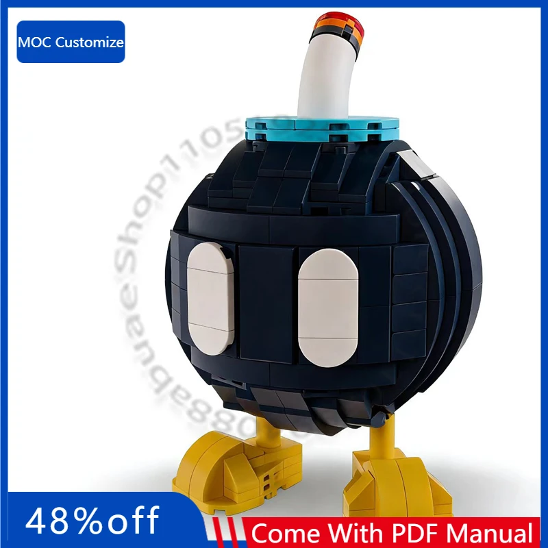 390 PCS Customize Bob-omb MOC Customize Modular Building Block Brick Popular Educational Simple Model DIY Boys Assembly Toy Gift