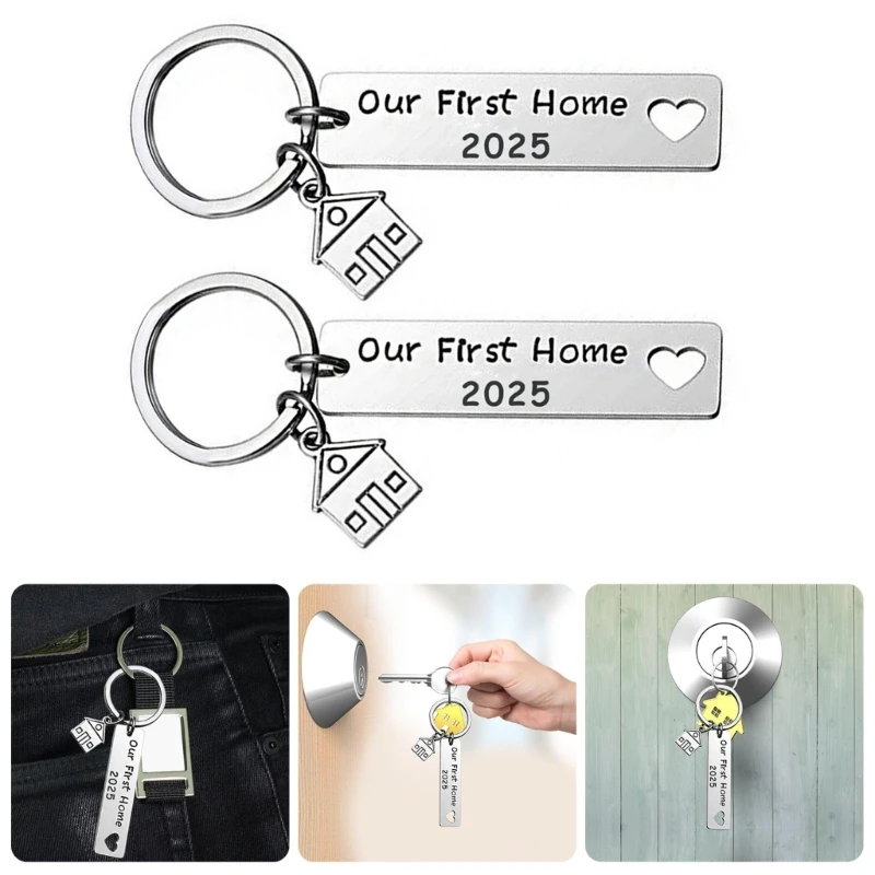 Elegant 2025 Moving Day Keychain Thoughtful 2025 Housewarming Gift Keychain In Stainless Steel for Friend Family