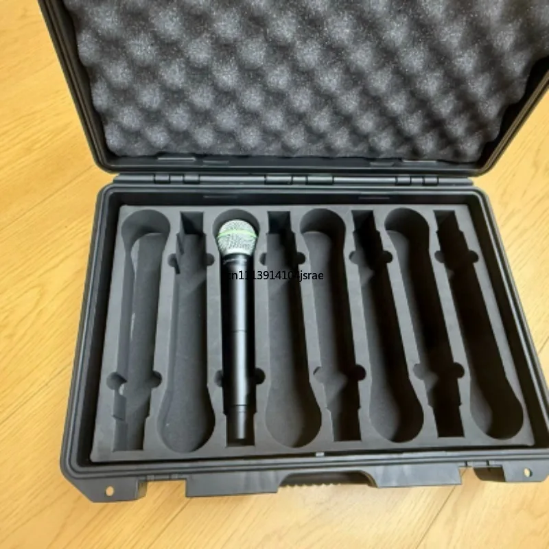 PP Material Wireless Handheld Microphone Flight Storage Box Shockproof Hard Carrying Case Compatible for AMS Microphone System