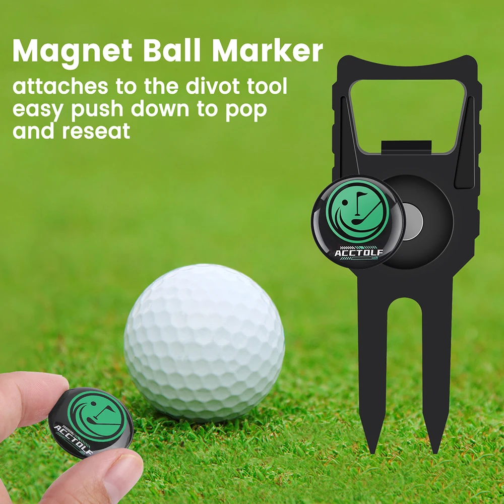 6-In-1 Golfs Divot Tool 2-Piece Set Easy Using Bottle Opener Ball Marker Gifts for Golfs Lovers Golf Accessories