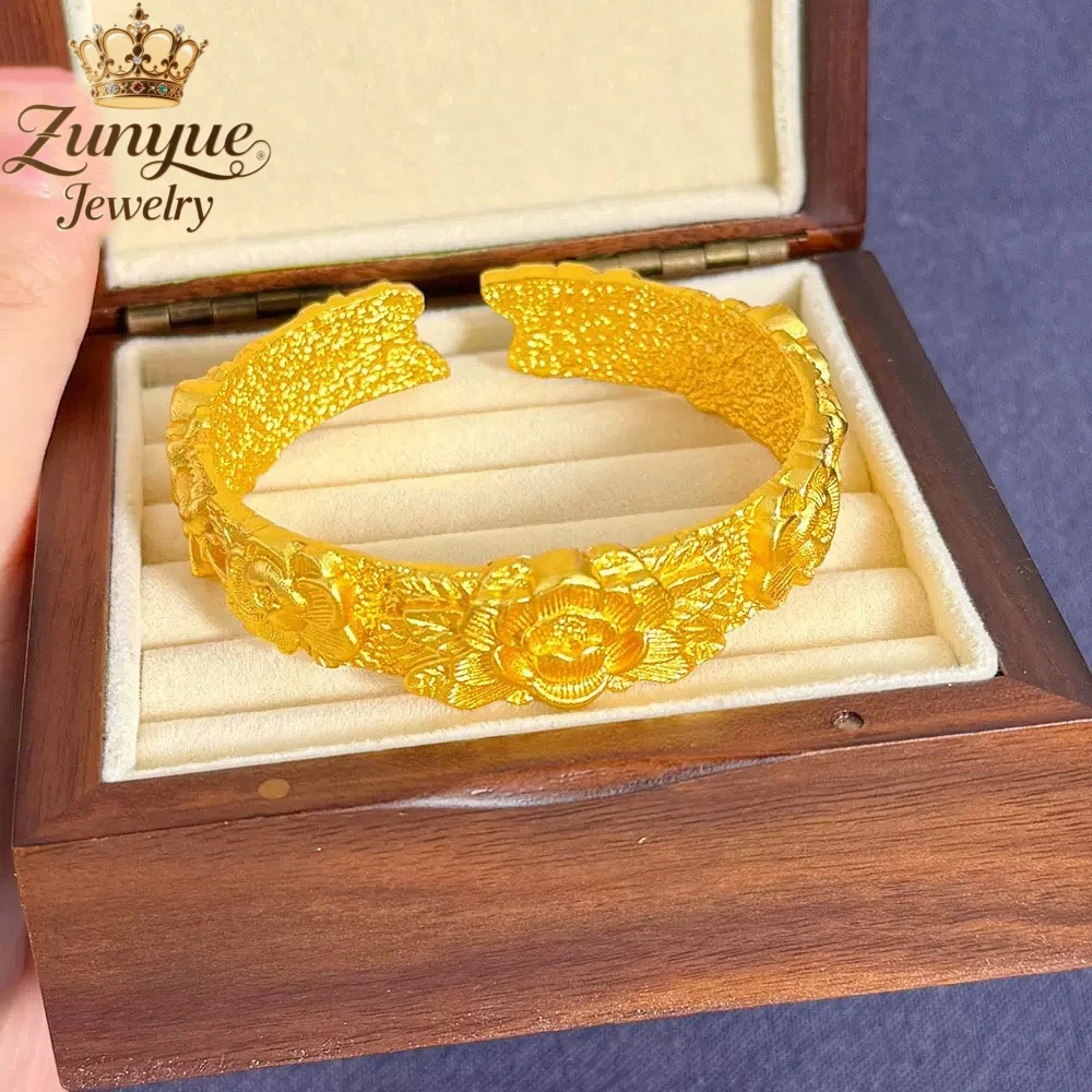 

High-end Sand gold peony flower bracelet Luxury Quality Jewelry Best Selling Fashion Jewelry Exquisite Elegant Popular Elegant