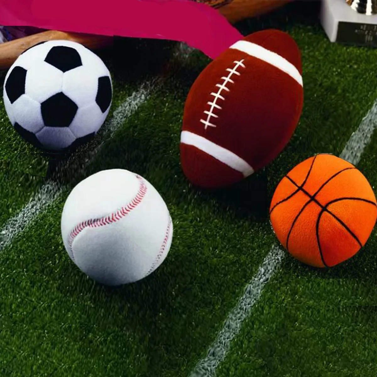 Brinquedo infantil de pelúcia, bola colorida de chocalho para futebol, basquete, beisebol e educação