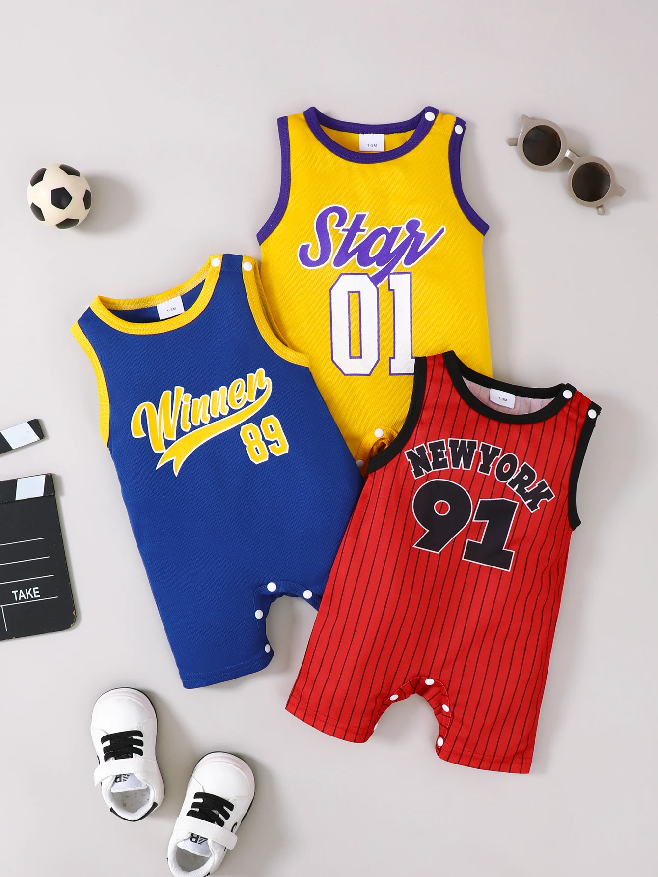 Boys' Romper Suit Set Letter Print round Neck Sleeveless Spring Summer Outfit Casual Versatile Baby Boy Bodysuit Three-Piece Set