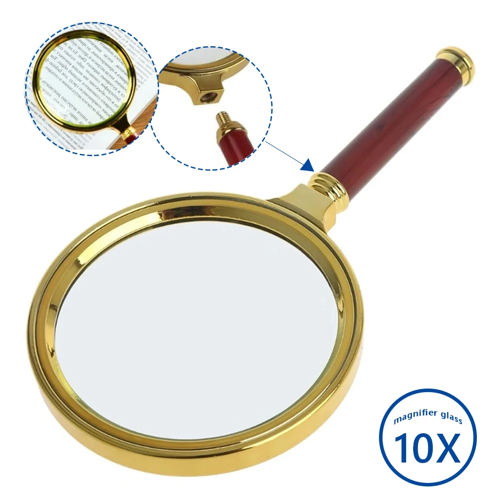 Lupa de Mão para Idosos e Idosos Lupa Portátil para Casa Leitura e Lupa de Jóias 10x 8x 6x 60 70 mm 80 mm
