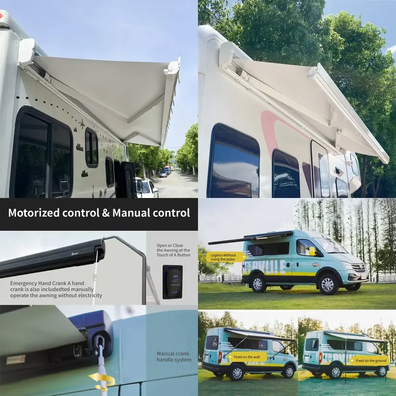 Awnlux Aluminum Full Cassette Motorized RV Caravan Camper Van Side Mounted Awning With Customized Service