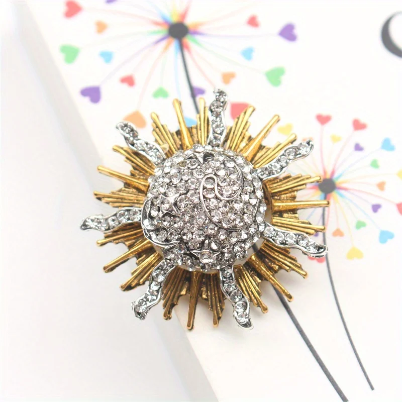 Retro Sun Brooch Medieval Court Style To Do Old Rhinester Corsage Ancient Babylonian Sun Brooch